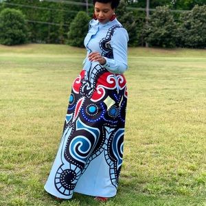 Multi Print Long Dress